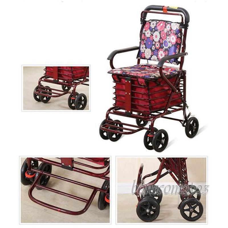 シルバーカー 老人用 手押し車 折りたためる フットペダル付き 高齢者 買い物カート おしゃれ 歩行介助 補助具 散歩 座面付き 高さ調節 ブレーキ付き ダイエット、健康 介護用品 EIM1422870171(13184円)