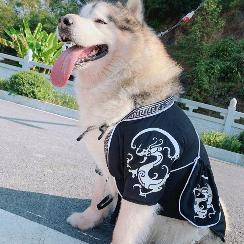 ドッグウェア 犬服 ペット服 半纏 犬用ウェア ペットウェア 中華風  コスチューム 袖あり 中型犬 小型犬 はっぴ ガウン トップス 刺繍 柄 ドラゴン｜bonecom2023｜05