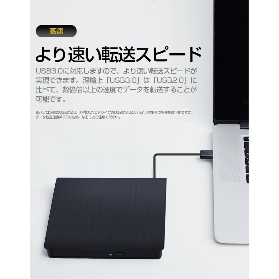 ポータブル DVD ドライブ 外付け USB3.0 type-c  薄型 ノートPC 読み込み CDドライブ CD/DVD-RW 書き込み 読み出し対応 Windows Linux MacOS｜bonecom2023｜07