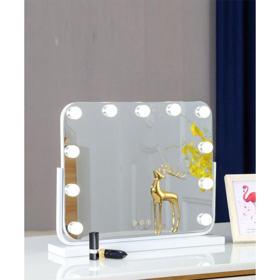 卓上 ミラー LED ライト付き 大型 タッチ操作 調色 調光 卓上 ハリウッドミラー 11球 角度調整OK メイクミラー 照明 おしゃれ ドレッサー 化粧台 卓上 化粧台