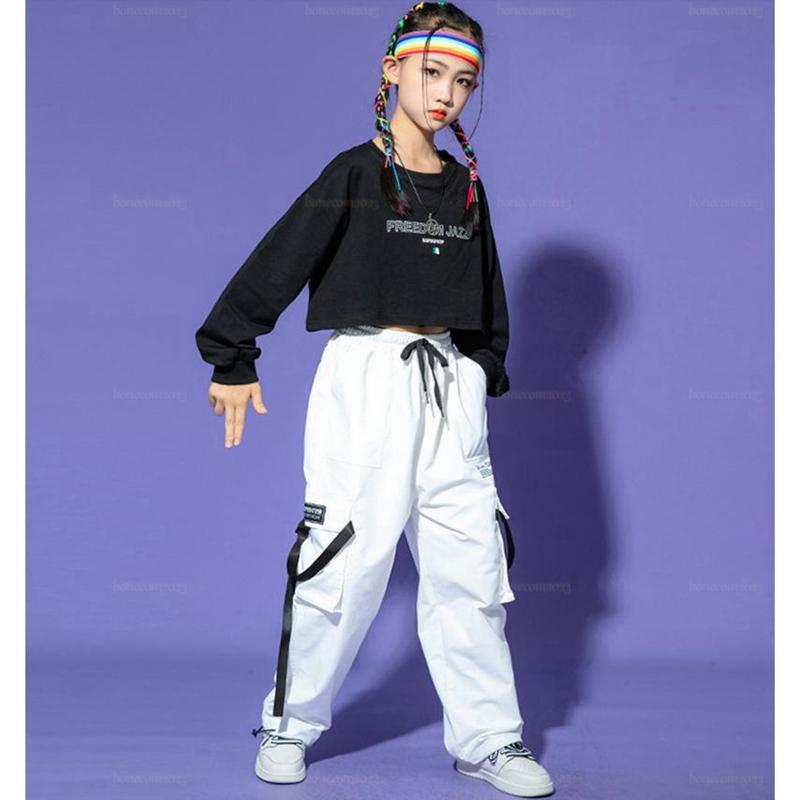 キッズダンス衣装 ヒップホップ HIPHOP セットアップ トップス 長ズボン 子供 女の子 ガールズ ジャズダンス ステージ衣装 練習着 応援団 演出服｜bonecom2023｜06