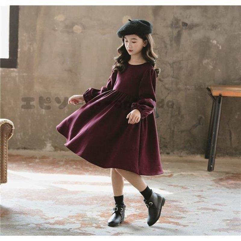 子供服 ワンピース 秋冬 長袖  キッズ 女の子 チュニック リボン 蝶結び 子供ドレス ジュニア ベビー服 おしゃれ 可愛い 新品 120 130 140 150 160｜bonecom2023｜06