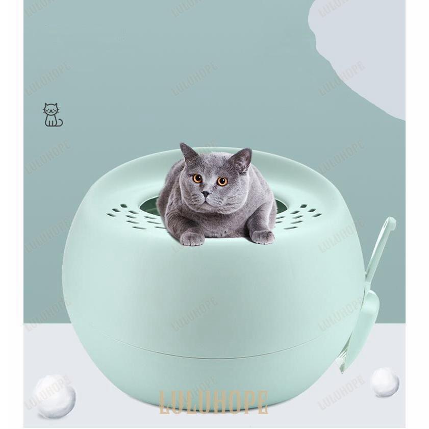 猫トイレ 大型 ネコトイレ 猫 トイレ 上から猫トイレ スコップ付き 掃除簡単 砂飛び散り防止 密閉式 丸型 全3色｜bonecom2023｜10
