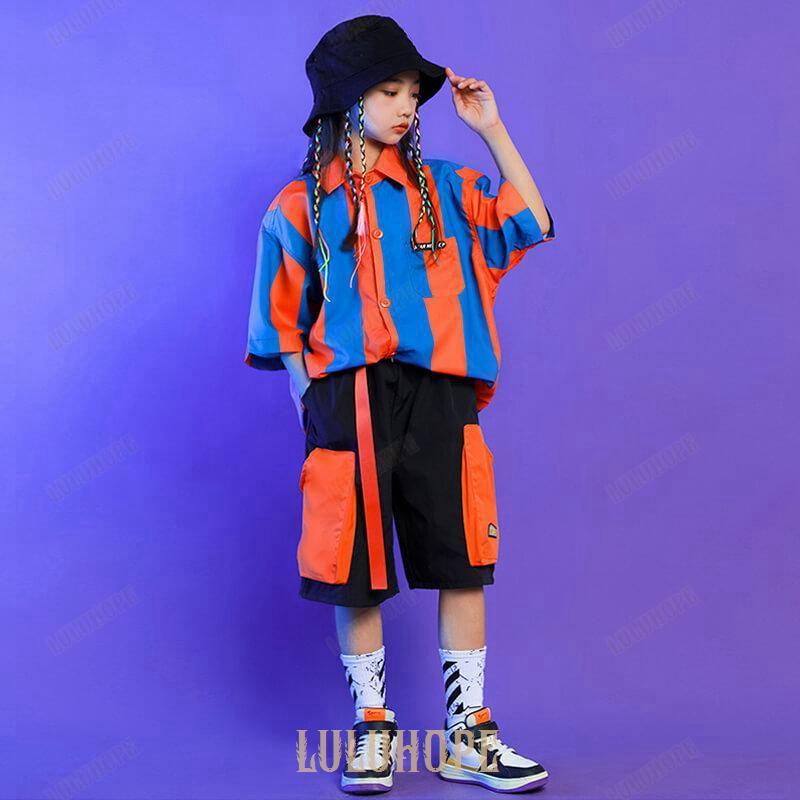 キッズダンス衣装 ヒップホップ HIPHOP セットアップ 半袖 シャツ 半ズボン 子供 男の子 女の子 ガールズ ジャズダンス ステージ衣装 練習着 応援団 演出服｜bonecom2023｜06