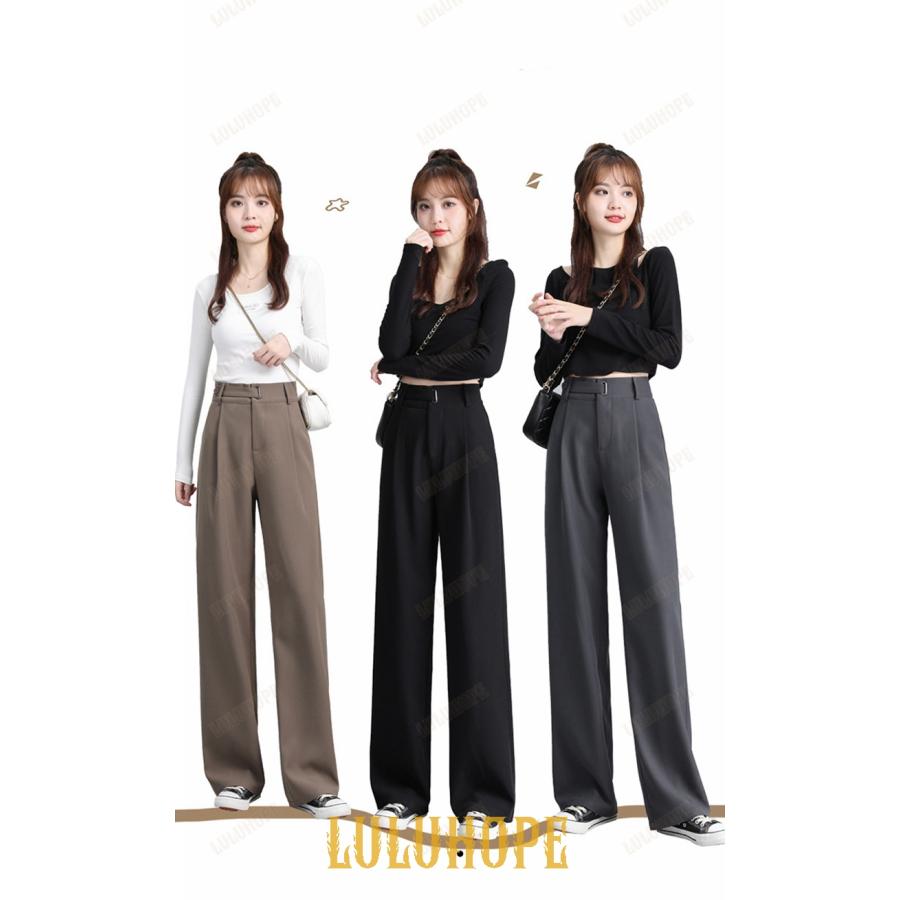 ワイドパンツ レディース ロング丈 通勤 黒スラックス ワイドパンツ レディース ロング丈 通勤 黒スラックス