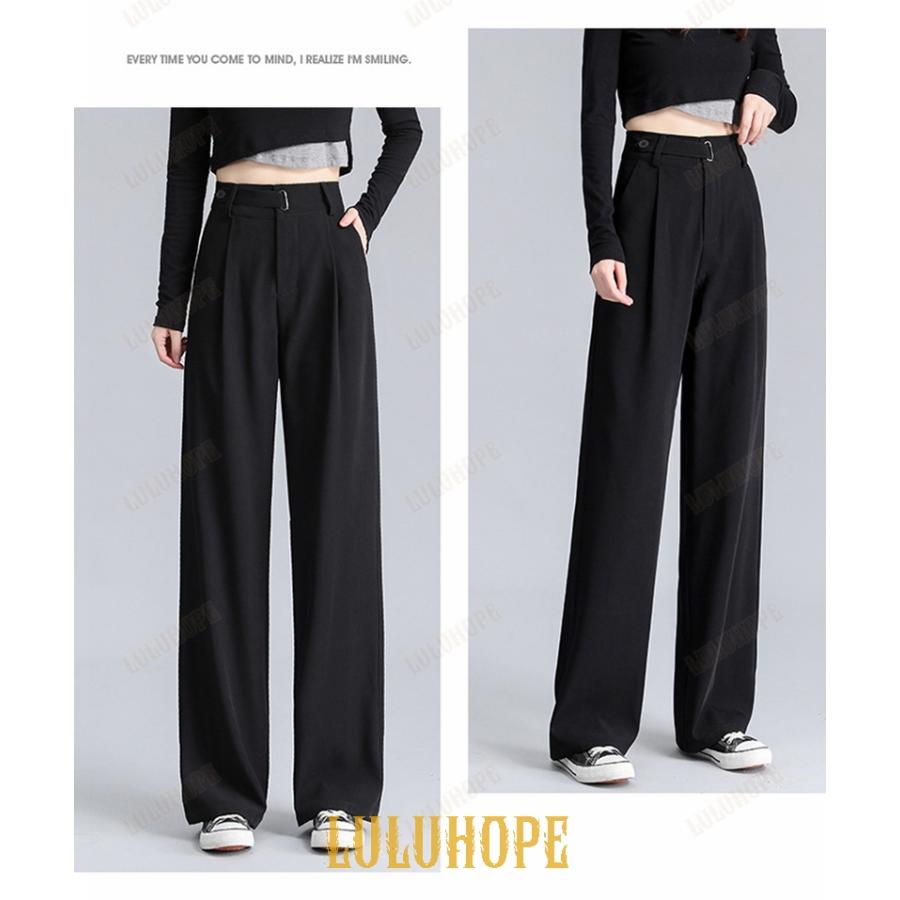 ワイドパンツ レディース ロング丈 通勤 黒スラックス ワイドパンツ レディース ロング丈 通勤 黒スラックス