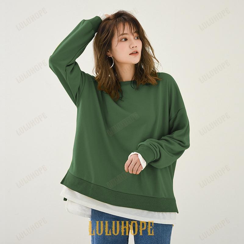 重ね着風トレーナー レディース 長袖 トップス カットソー 重ね着風トレーナー レディース 長袖 トップス カットソー