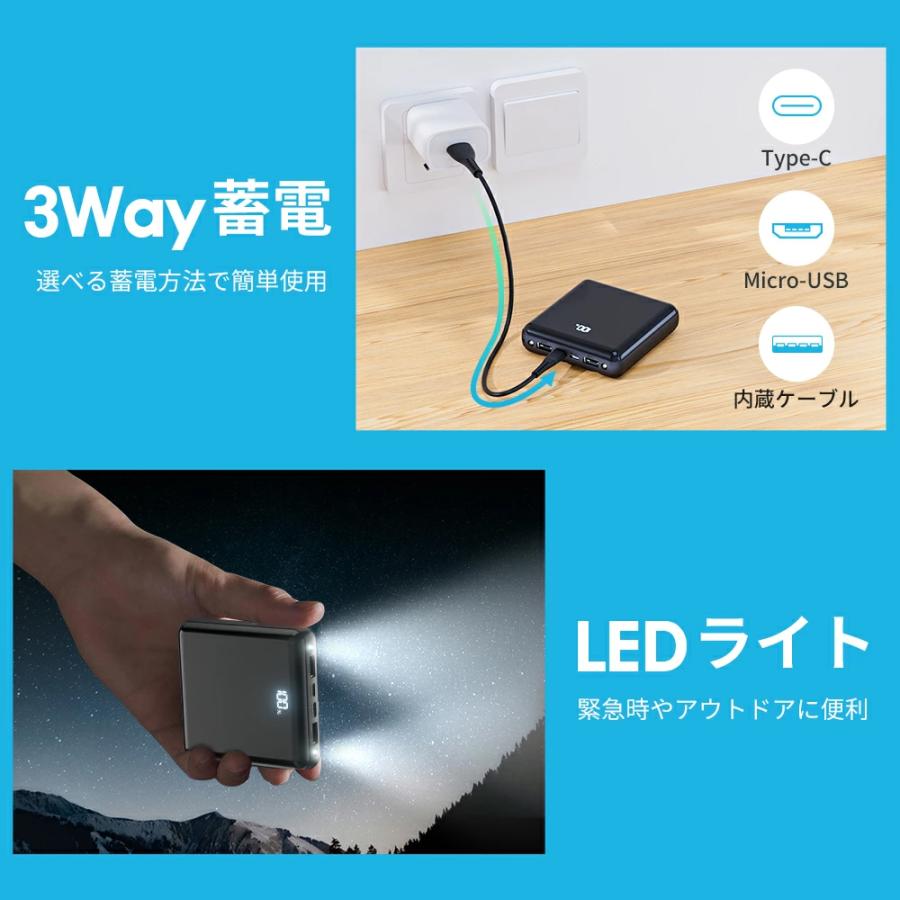 モバイルバッテリー Q8 20800mAh大容量 過充電保護 安全保護機能付き 残量表示  6台同時充電 LEDライト付き MFi認証済み PSE認証済み 軽量 超小型 コンパクト | ブランド登録なし | 17