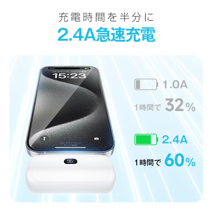 モバイルバッテリー 6800mAh iphone15対応 2.4A 急速充電 2台同時充電