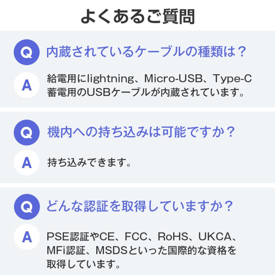 【4本ケーブル内蔵】モバイルバッテリー PD22.5W急速充電 P60 23600mAh大容量 残量表示 5台同時充電 LEDライト Type-C出入力 防災グッズ  MFI認証 PSE認証済み | ブランド登録なし | 20
