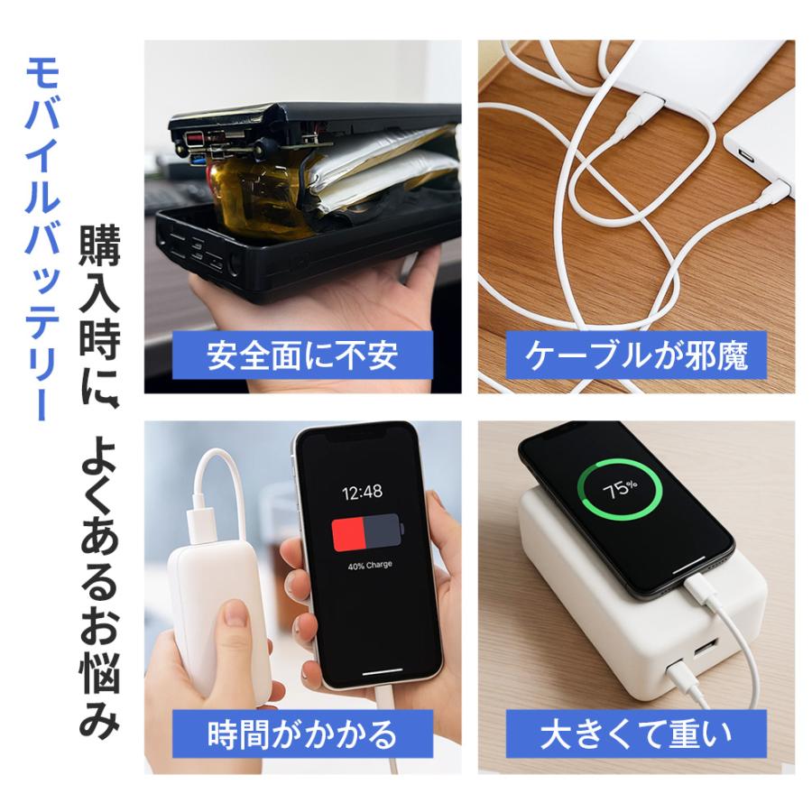【4本ケーブル内蔵】モバイルバッテリー PD22.5W急速充電 P60 23600mAh大容量 残量表示 5台同時充電 LEDライト Type-C出入力 防災グッズ  MFI認証 PSE認証済み | ブランド登録なし | 05