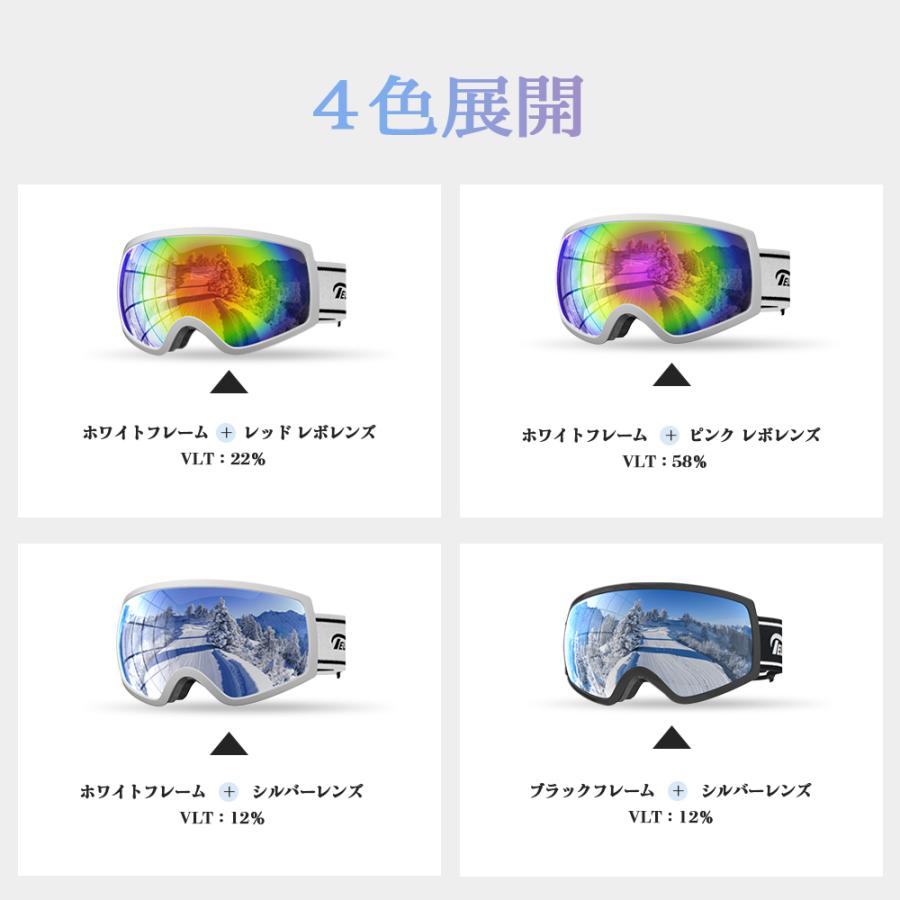 スキー ゴーグル 保護メガネ ヘルメット対応 ダブルレンズ UVカット