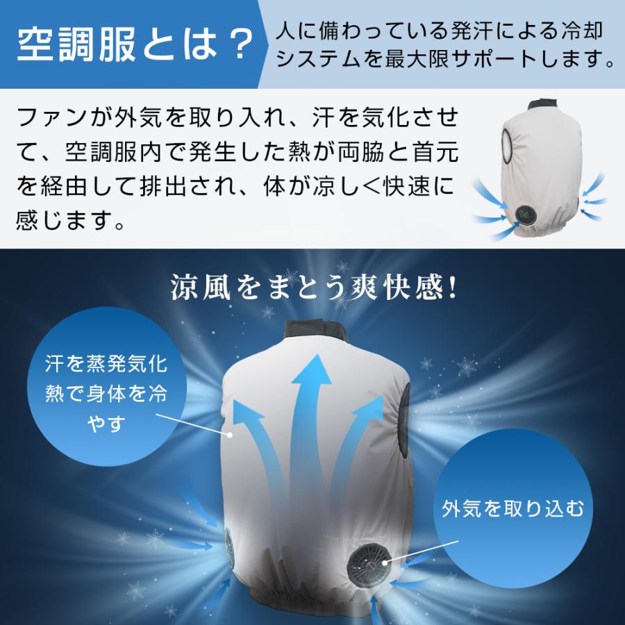 電動ファン付きウエア フルセット 冷却服 作業服 作業着 扇風服 17200mAh 最大28時間稼動可能 大風量 薄型 熱中症対策 UVカット 通気性 ゴルフ 屋外 夏 | ブランド登録なし | 05