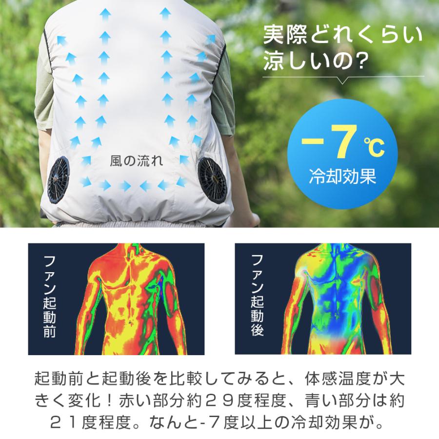 電動ファン付きウエア フルセット 冷却服 作業服 作業着 扇風服 17200mAh 最大28時間稼動可能 大風量 薄型 熱中症対策 UVカット 通気性 ゴルフ 屋外 夏 | ブランド登録なし | 06