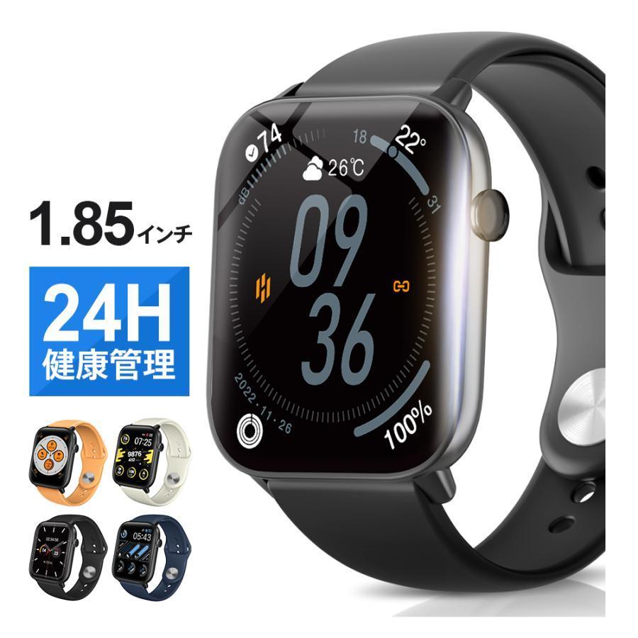 スマートウォッチ M18 1.85インチ大画面 Bluetooth5.3搭載 24時間健康管理 自動体温検知 血中酸素濃度測定 多機能 着信通知 睡眠検知 IP68防水 軽量 | itDEAL