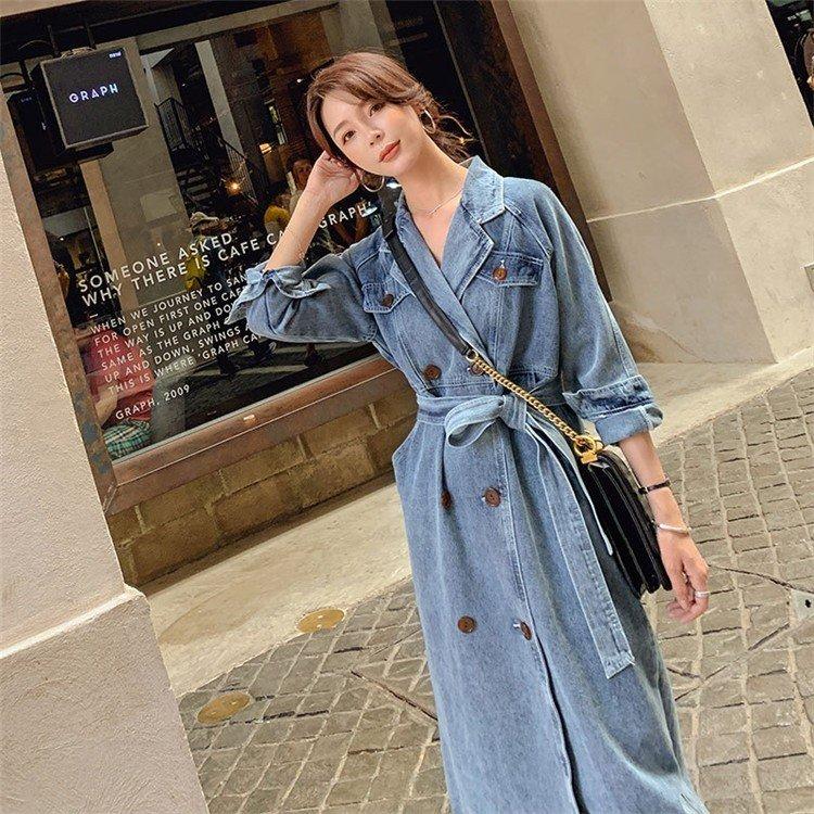 ワンピース レディース ワンピース オーバー デニムスカート ベルト付き コート 秋 きれいめ マキシワンピース 上品 長袖 着痩せ 通勤 旅行ドレス お出かけ お得