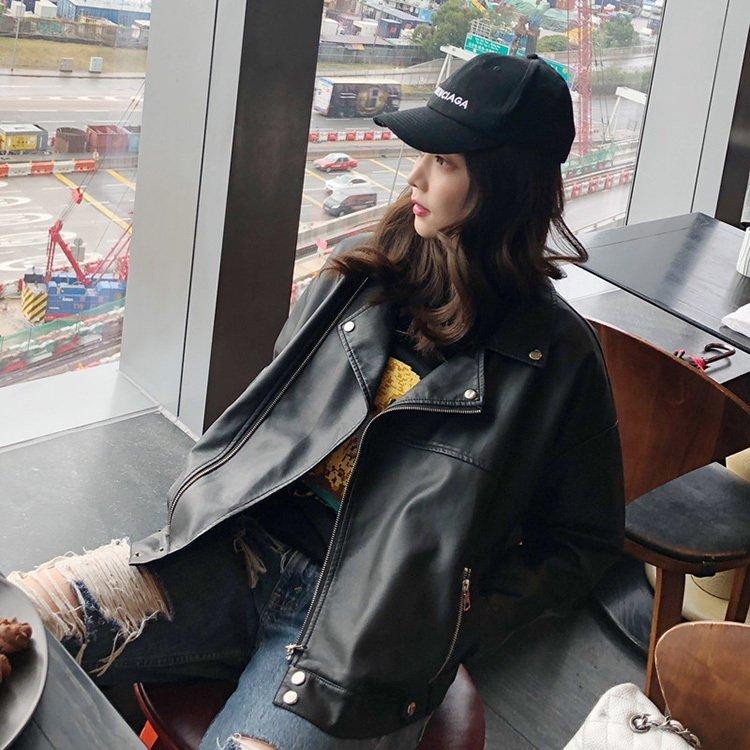 革ジャケット レディース 春秋新作 長袖pu革ジャン ブレザー 黒レザージジャケット 皮衣 Bf風トップス 40代 カジュアル 春コート 着痩せ 韓国風 オーバー Gw9gatbarf ジャケット Www Elghoniemy Com