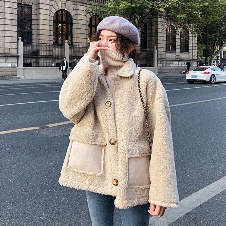 ムートンコート レデイース コート 冬 裏起毛 オシャレ 防寒 アウター ショート もこもこ ふわふわ 厚手 暖かい 韓国風 可愛い きれいめ 長袖 カジュアル 2色 Pdx2wogbfz ファッション Pci Edu Pe