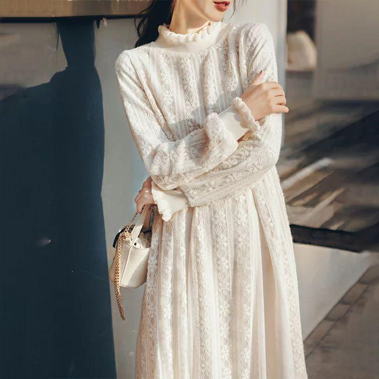 ワンピース チュニック 白木 黒塗り 花柄総レースロング丈フレアワンピース ドレス 白 ワンピース 膝丈 暖かい 裏起毛 レース フレアワンピース パーティードレス レディース 冬ワンピ 体型カバー Nb4c042rjn Shahjahanmosque Org Uk