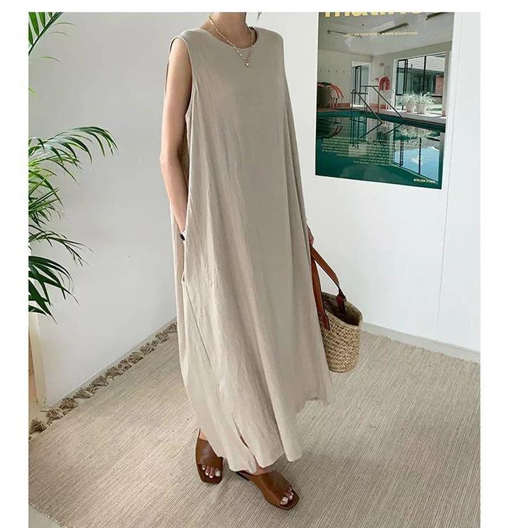 ワンピース 綿 きれいめ コットン タンクワンピース ベ マキシ丈 リネン レディース ロング ロングワンピ ロングワンピース 夏 麻 黒 New Arrival 麻