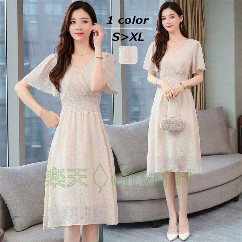 ワンピース レディース パーティードレス 着痩せ Ｖネック リゾートワンピース 細身 スカート きれいめ ロング ファッション エストマーク 結婚式 カジュアルド