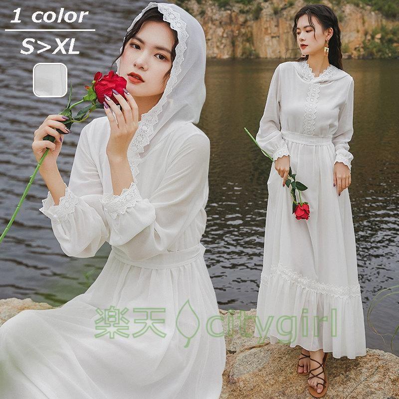 リゾートワンピース レディース 膝丈パーティー おしゃれ 女の子 カジュアル 長袖 ワンピース 夏ゆったり ファッション 着痩せ ロングドレス エストマーク ビー