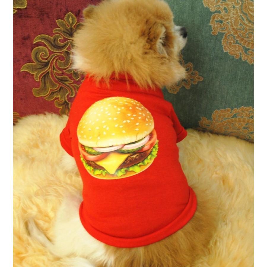 ペット用 犬猫兼用 Tシャツ 犬の服 半袖 カットソー 洋服 ハンバーガープリント 面白い おもしろい ドッグウェア ドッグウエア 超小型犬 小型犬 犬用 イヌ用 い｜bongsup｜02