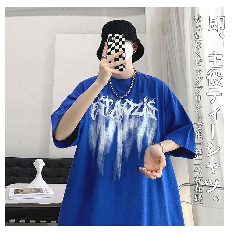 tシャツ メンズ ビッグシルエット ビッグプリント Tシャツ 韓国 ファッション ゆったり ティーシャツ ドロップショルダー シェア服 レディース ユニセックス 男｜bongsup｜02