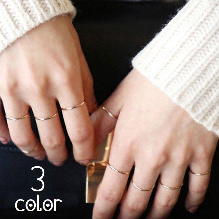 指輪 リング ゴールドカラー シルバーカラー 8サイズ シンプル レディース アクセサリー ジュエリー 細め 細い カジュアルリング 5-19号