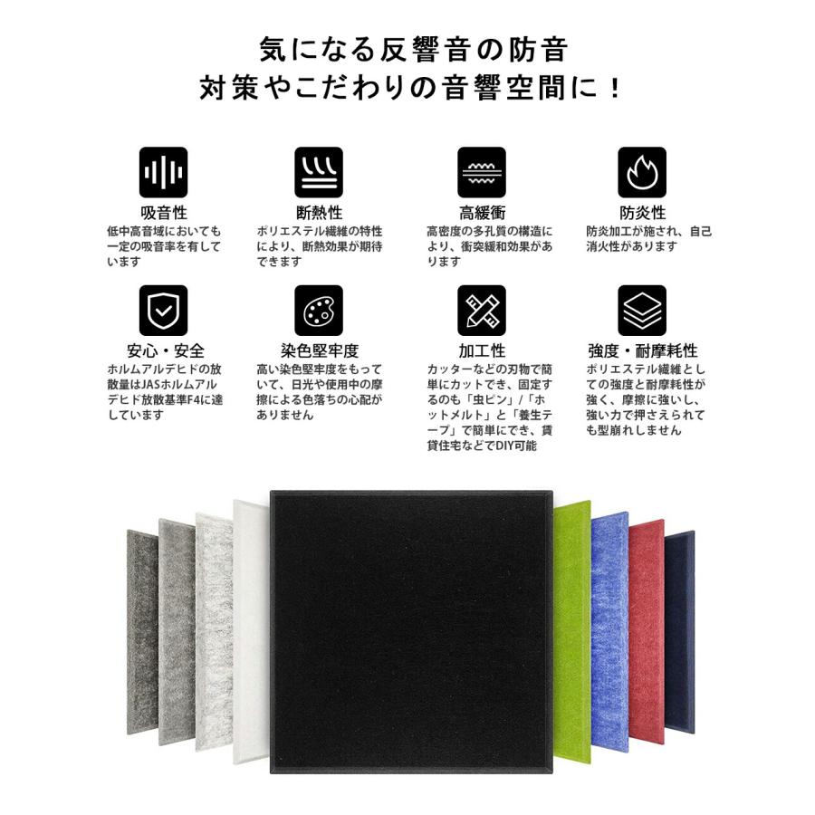 吸音ボード 60cm*60cm*0.9cm 24枚セット フェルトボード 吸音パネル