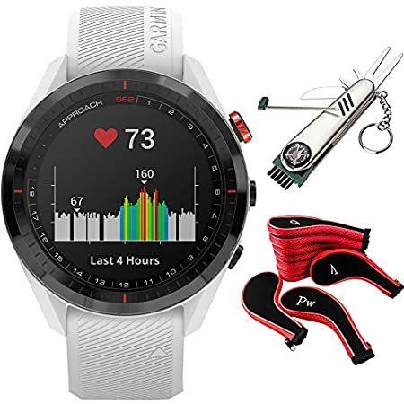 特価ブランド Bezel Ceramic Black S62 Approach Garmin w/White M & Watch Golf GPS Silicone 腕時計