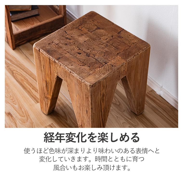 図工室の椅子　木製　スツール古道具　昭和レトロナチュラルウッド四角形 図工室の椅子 スツール 古家具 0464 | ju-gu