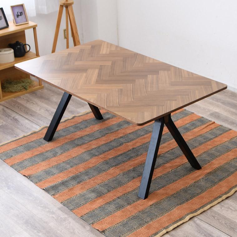 ダイニングテーブル ヘリンボーン柄 クロステーブル 150cm 寄木細工 4 