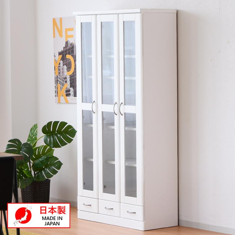 本棚 フリーボード 白 ハイタイプ 幅90cm 隙間収納 大容量 扉 本棚 フリーボード 白 ハイタイプ 幅90cm 隙間収納 大容量 扉