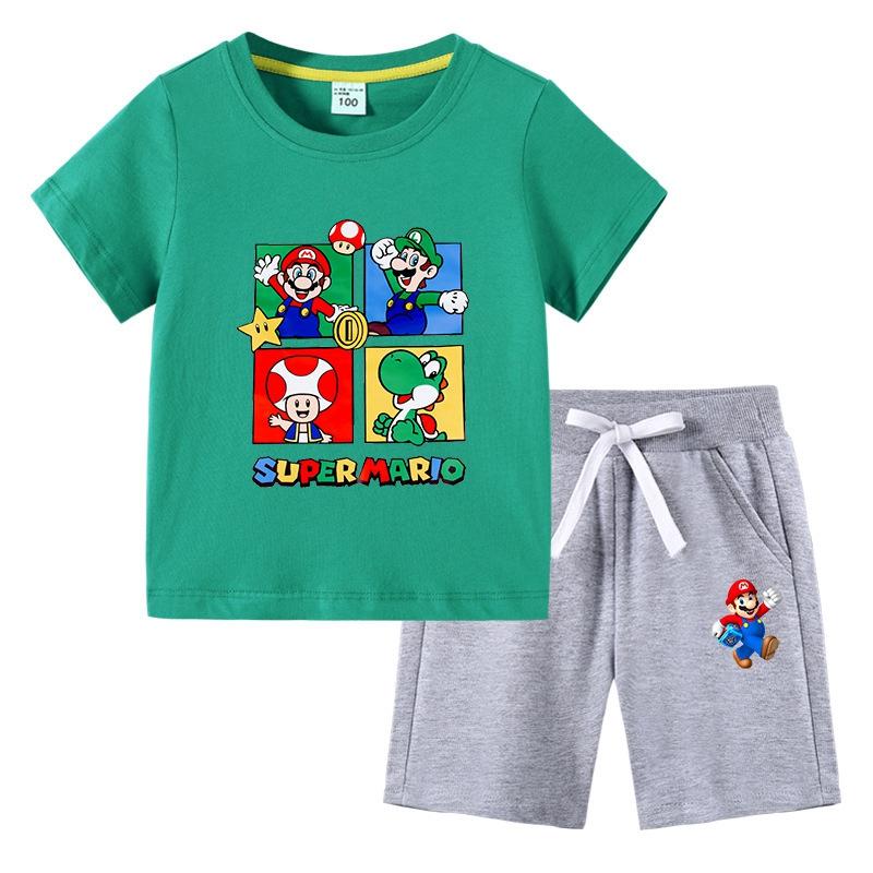 マリオ 子供服 セットアップ  キッズ 上下セット 2点セット コットン 半袖Tシャツ トップス ハーフパンツ 　通学着 通園着 キャラクター｜bonjia｜08