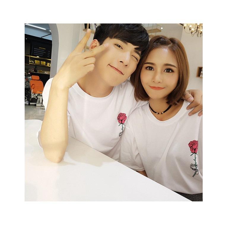 Tシャツ 半袖 メンズ レディース トップス カップル ペアルック Tシャツ ペア Tシャツ バラプリント 男女兼用 夏 恋人 ご夫婦 家族 お揃い Qlt005 ボンジーア 通販 Yahoo ショッピング