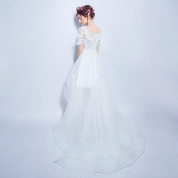 ドレス 二次会 トレーン アシンメトリー 長身 ウエディングドレス パーティードレス 結婚式 二次会 花嫁ドレス 嬢ドレス ミニ 個性派 トレーン付き Y ボンジーア 通販 Yahoo ショッピング
