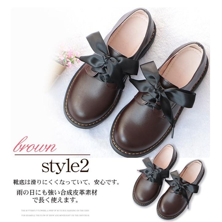 靴 レディース 歩きやすい マニッシュシューズ ラウンドトゥ レースアップ 高校生 靴 通学 入学 卒業 シューズ リボンモチーフ Y ボンジーア 通販 Yahoo ショッピング