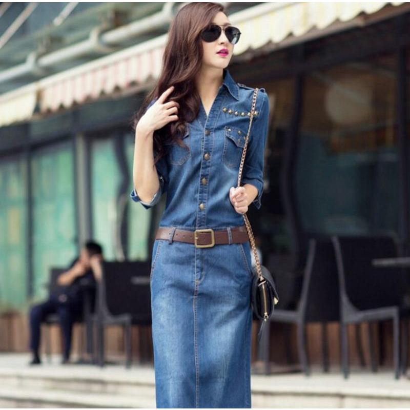 デニム レディース デニムワンピ ロング 秋 マキシワンピース シャツワンピースデニムシャツ ミディアム Aライン 長袖 ワンピ ベルト Y ボンジーア 通販 Yahoo ショッピング