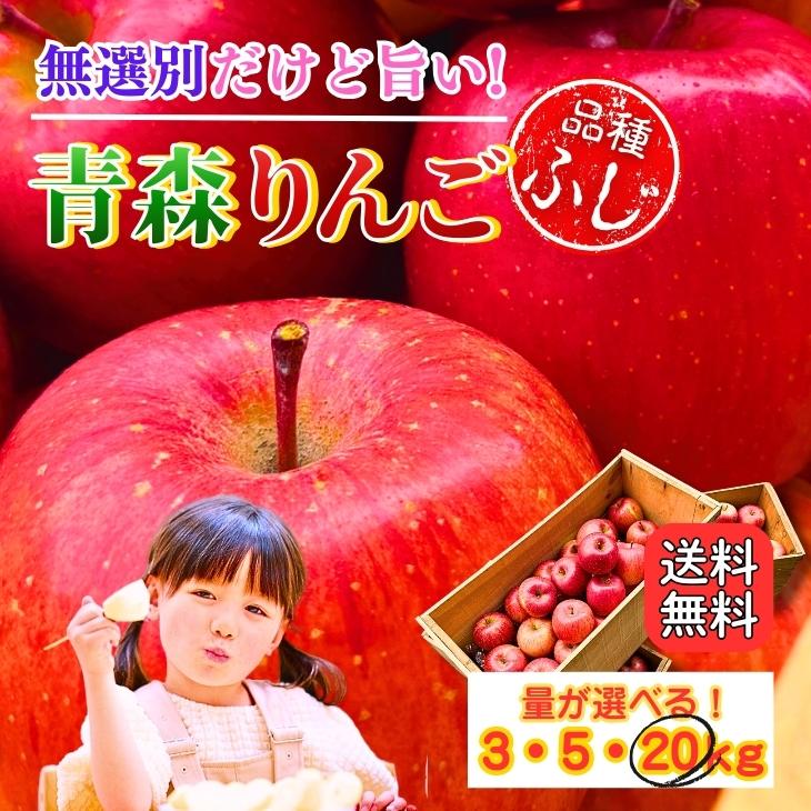おうちdeボンマルシェ 青森県産 【りんご20キロ木箱付】 無選別 ふじ