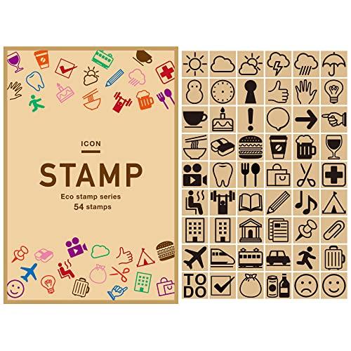 スタンプ 手帳 かわいい はんこ 木製 ゴム印 54個 セット アイコン