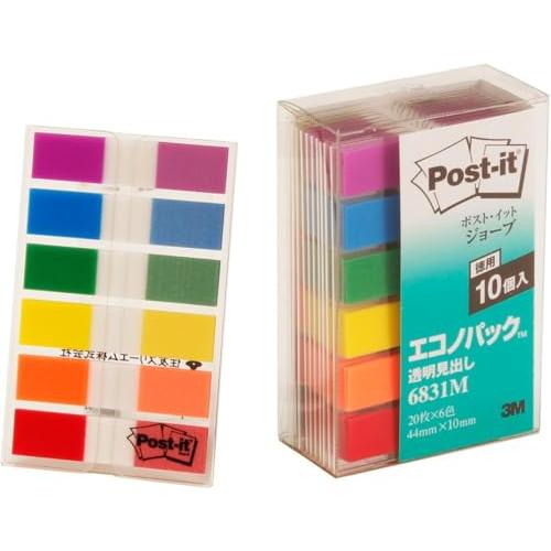 ポストイット フィルム 付箋 見出し 44×10mm 20枚×6色×10個 6831M
