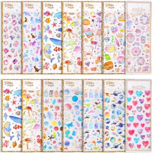 SANNIX キラキラシール 女の子 14シート ごほうびシール 手帳