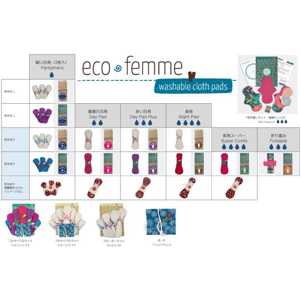 南インド「Eco Femme」布ナプキン 洗えるオーガニックコットン(肌面色付き）-フルサイクルキット（7枚+キャリーポ｜bonnenuit｜03