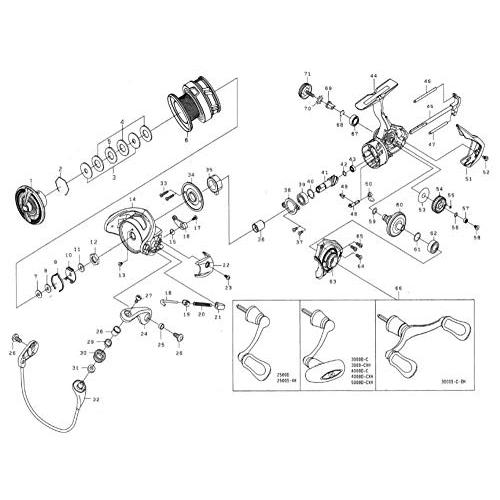 ダイワ(DAIWA) 純正パーツ 18 レガリス LT3000S-C-DH ハンドル 部品番号 66 部品コード 1H2｜bonnenuit｜02