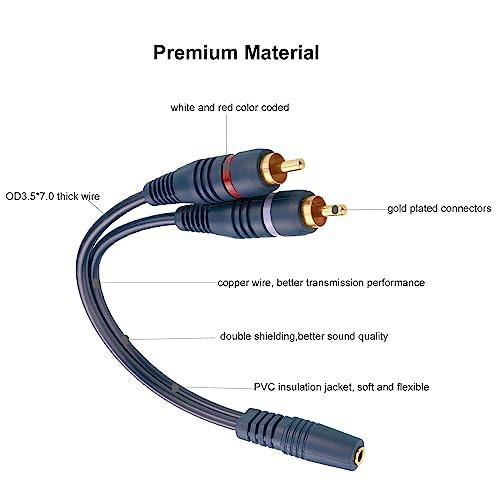 EIGHTNOO RCAケーブル 3.5mm(メス) - 2RCA(オス) ステレオミニプラグ 2