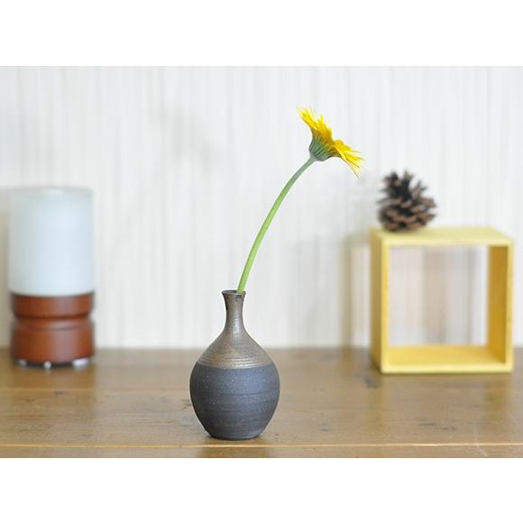 花瓶 一輪挿し 銀嶺つる首ミニ花入 フラワーベース 器 壺 陶器