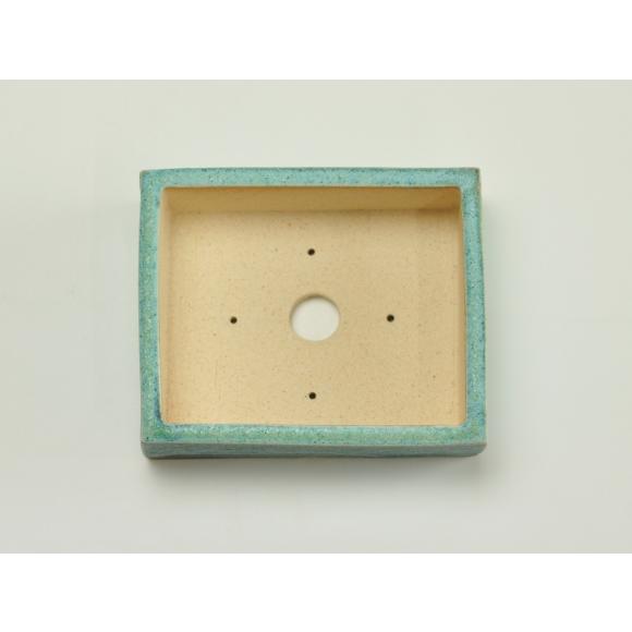 盆栽鉢 山野草鉢 4号 水色 長方形 鉢幅約12cm×奥行約10cm×高さ約4cm