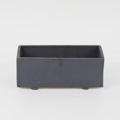 盆栽鉢 萬古焼 万古焼 黒 5号 長角中 幅16.5cm×高さ6.5cm 陶器鉢 陶器