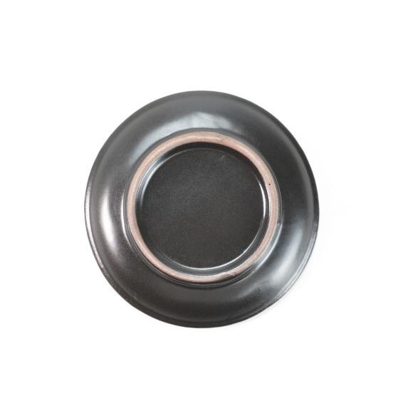 盆栽鉢 万古焼 丸受皿 黒 4号 幅12cm×高さ1.5cm 陶器受け皿 丸皿 陶器